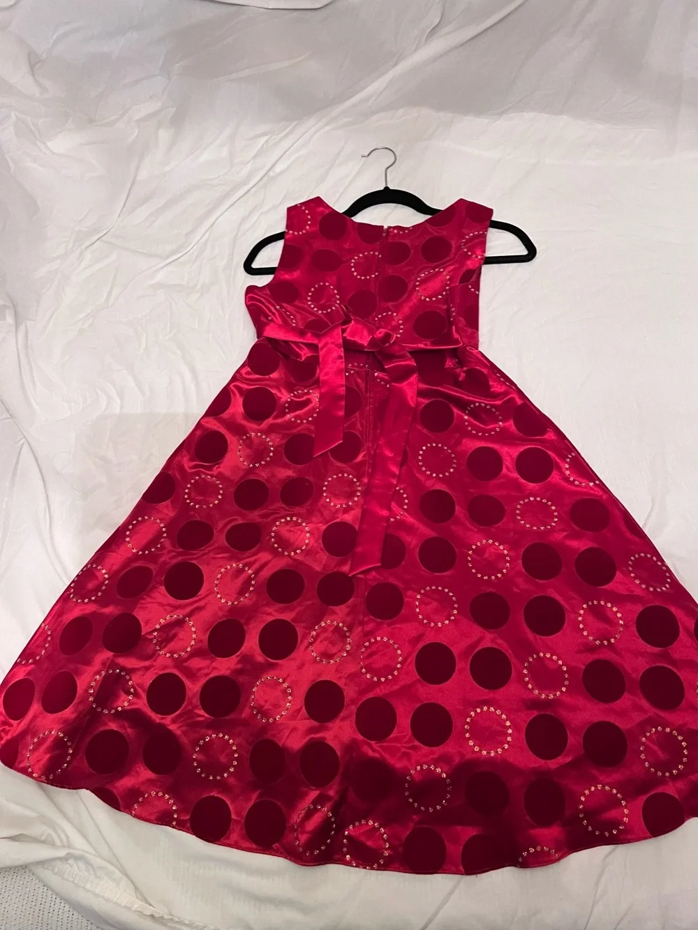 Rare Editions Slim 10/12 Velvet and Glittered Sequins Polka Dot Holiday Dress